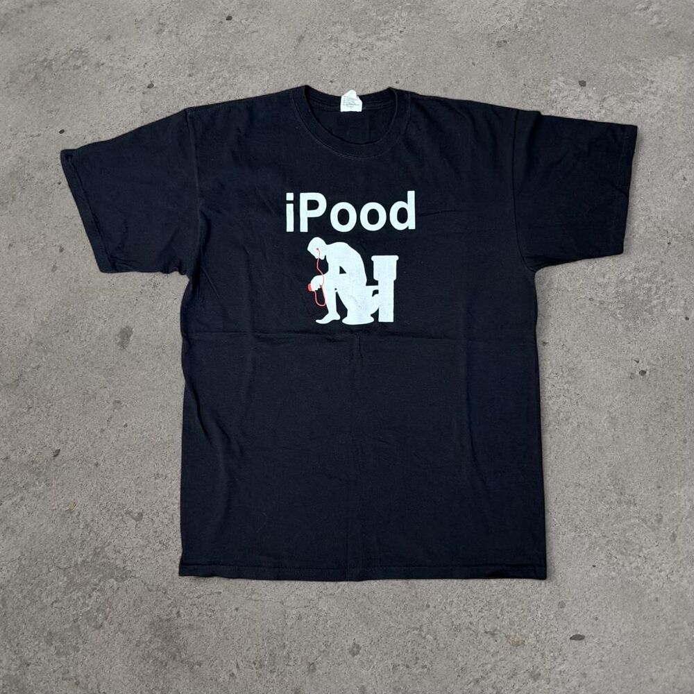 Y2K 2000’s Black "iPood" graphic tee Comedy Funny Tee Men’s Size Large